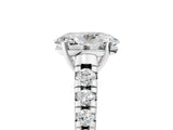 White gold Oval Cut Diamond Cathedral Solitaire Ring with Round with Moissanite side stone Pavé Band_29