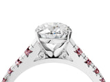 White gold Oval Cut Diamond Cathedral Solitaire Ring with Round with Morganite side stone Pavé Band_4