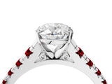 White gold Oval Cut Diamond Cathedral Solitaire Ring with Round with Ruby side stone Pavé Band_40