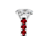 White gold Oval Cut Diamond Cathedral Solitaire Ring with Round with Ruby side stone Pavé Band_41