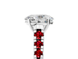 White gold Oval Cut Diamond Cathedral Solitaire Ring with Round with Ruby side stone Pavé Band_47