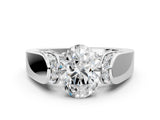 White gold Oval Cut Diamond Channel Set Solitaire Ring with Four-Prong Setting_31