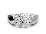 White gold Oval Cut Diamond Channel Set Solitaire Ring with Four-Prong Setting_54