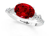 White gold Oval Cut Diamond Cluster Pavé Band with Four-Prong Setting_1