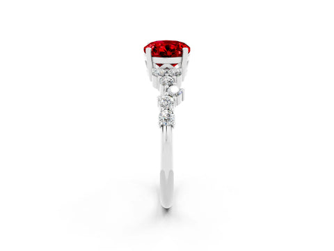 White gold Oval Cut Diamond Cluster Pavé Band with Four-Prong Setting_2