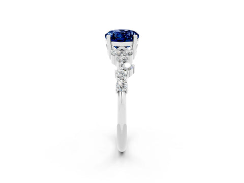 White gold Oval Cut Diamond Cluster Pavé Band with Four-Prong Setting_2