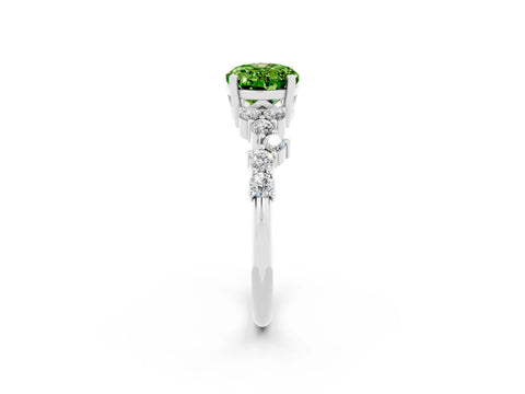 White gold Oval Cut Diamond Cluster Pavé Band with Four-Prong Setting_2
