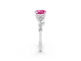White gold Oval Cut Diamond Cluster Pavé Band with Four-Prong Setting_2