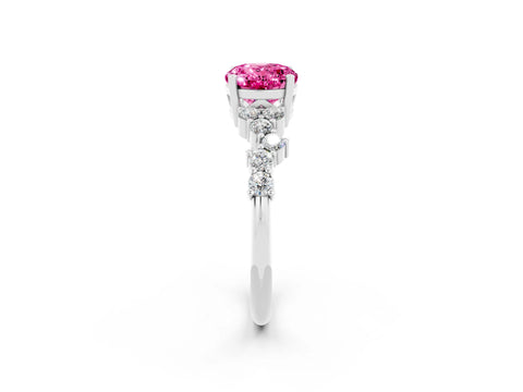 White gold Oval Cut Diamond Cluster Pavé Band with Four-Prong Setting_2