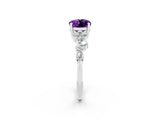 White gold Oval Cut Diamond Cluster Pavé Band with Four-Prong Setting_2