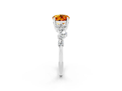 White gold Oval Cut Diamond Cluster Pavé Band with Four-Prong Setting_2