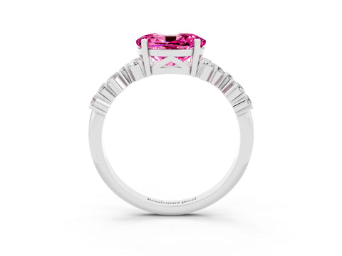 White gold Oval Cut Diamond Cluster Pavé Band with Four-Prong Setting_3