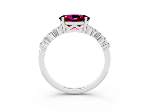 White gold Oval Cut Diamond Cluster Pavé Band with Four-Prong Setting_3