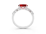 White gold Oval Cut Diamond Cluster Pavé Band with Four-Prong Setting_3