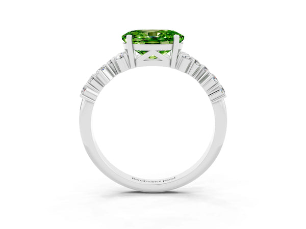 Platinum Oval Cut Diamond Cluster Pavé Band with Four-Prong Setting