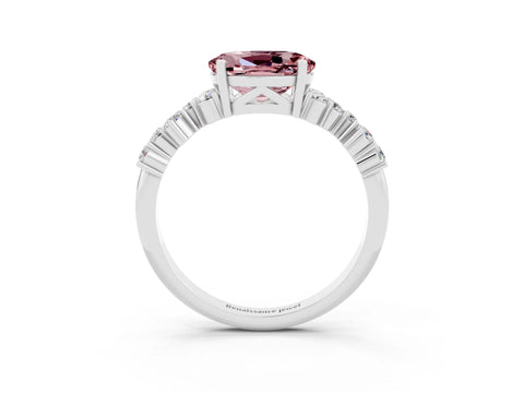 White gold Oval Cut Diamond Cluster Pavé Band with Four-Prong Setting_3
