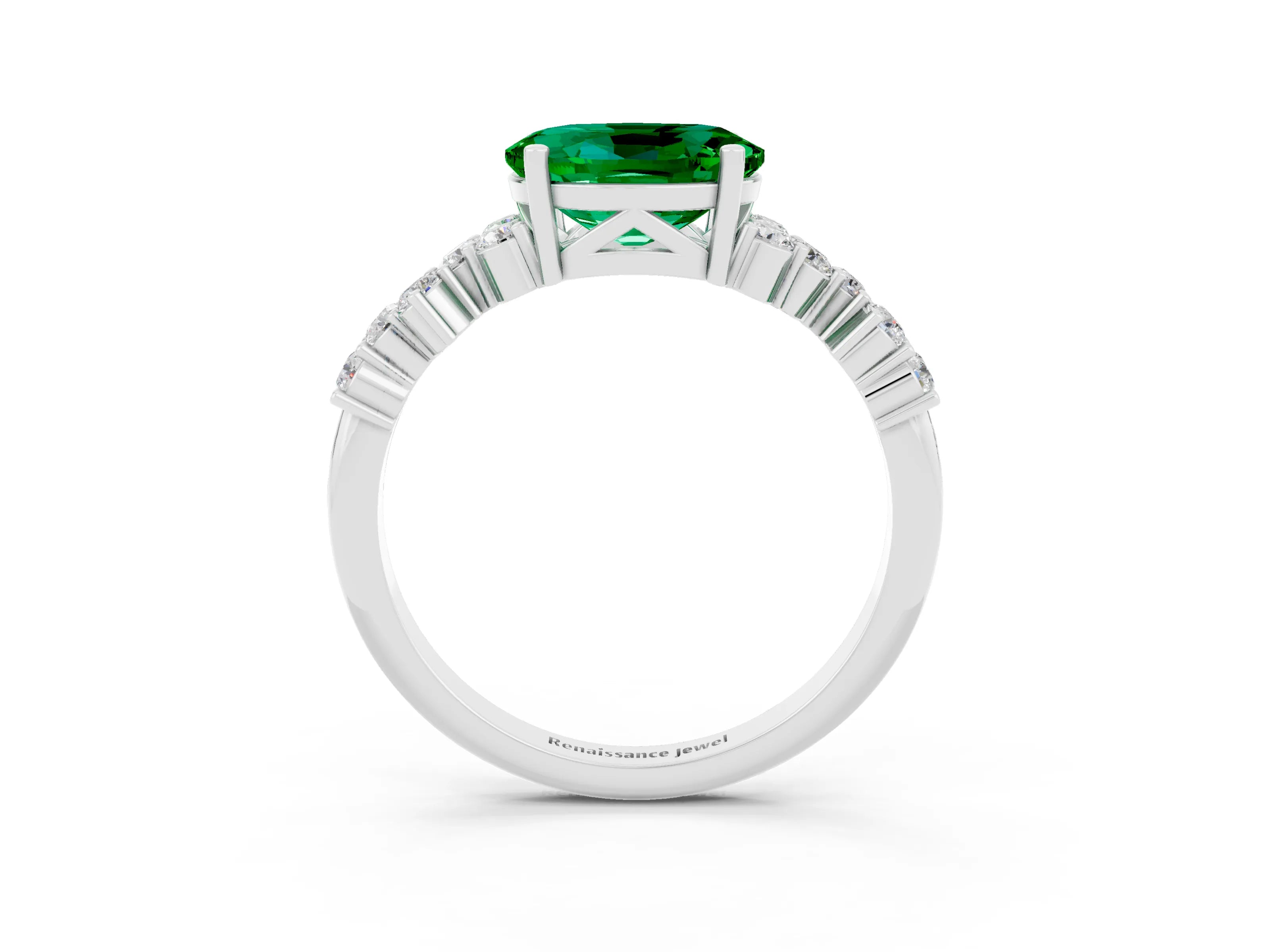 White gold Oval Cut Diamond Cluster Pavé Band with Four-Prong Setting_3