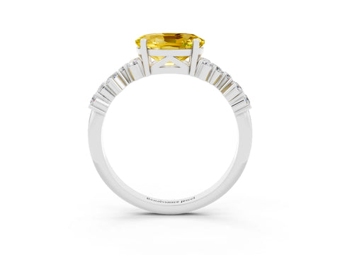 White gold Oval Cut Diamond Cluster Pavé Band with Four-Prong Setting_3