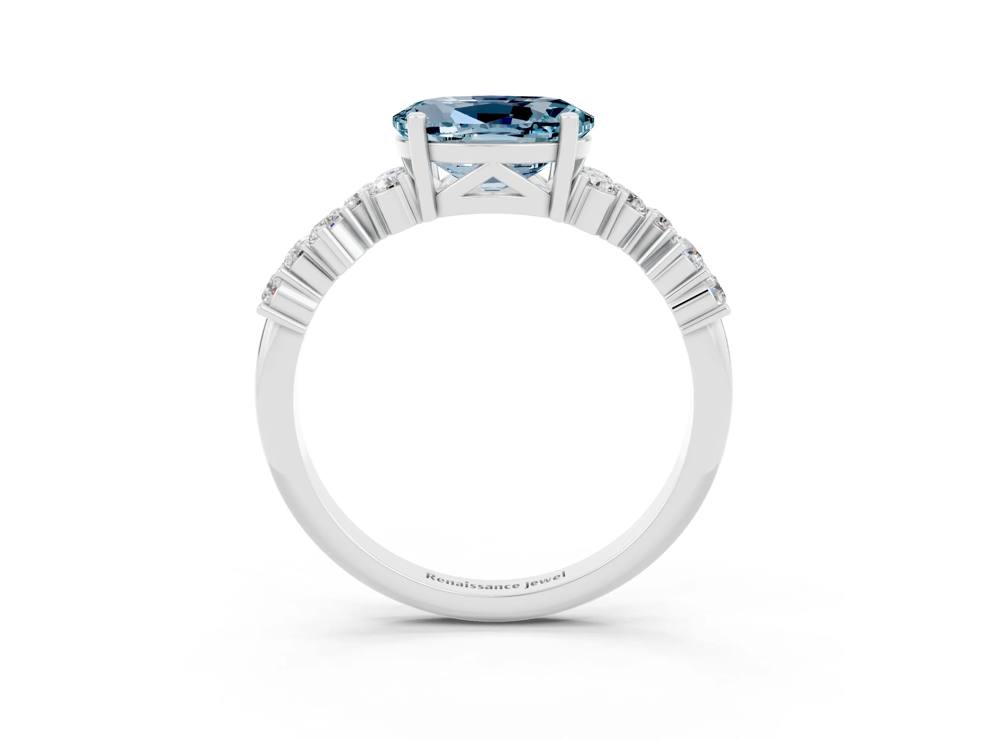 White gold Oval Cut Diamond Cluster Pavé Band with Four-Prong Setting_3