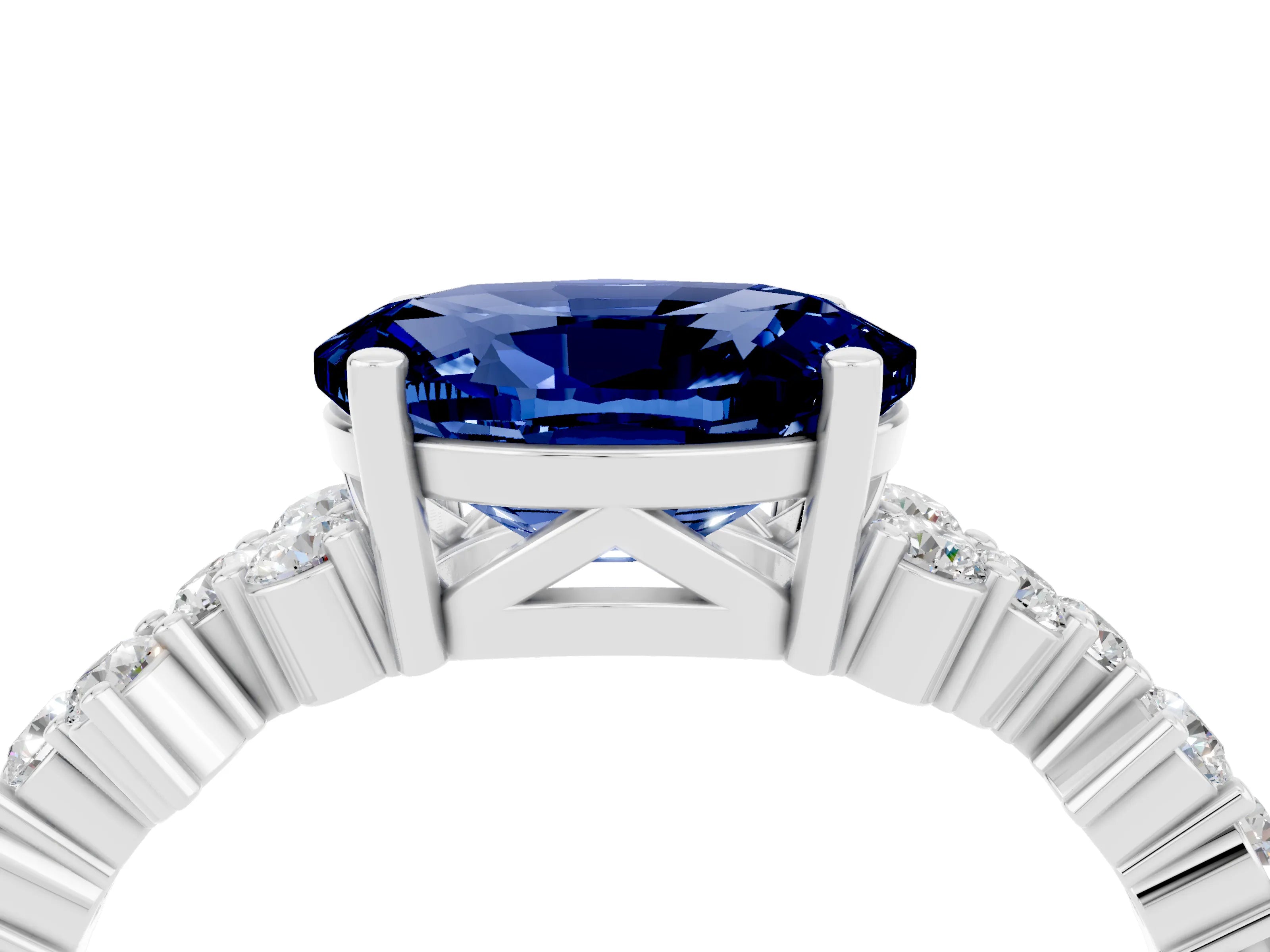 White gold Oval Cut Diamond Cluster Pavé Band with Four-Prong Setting_4