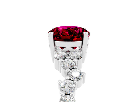 White gold Oval Cut Diamond Cluster Pavé Band with Four-Prong Setting_5