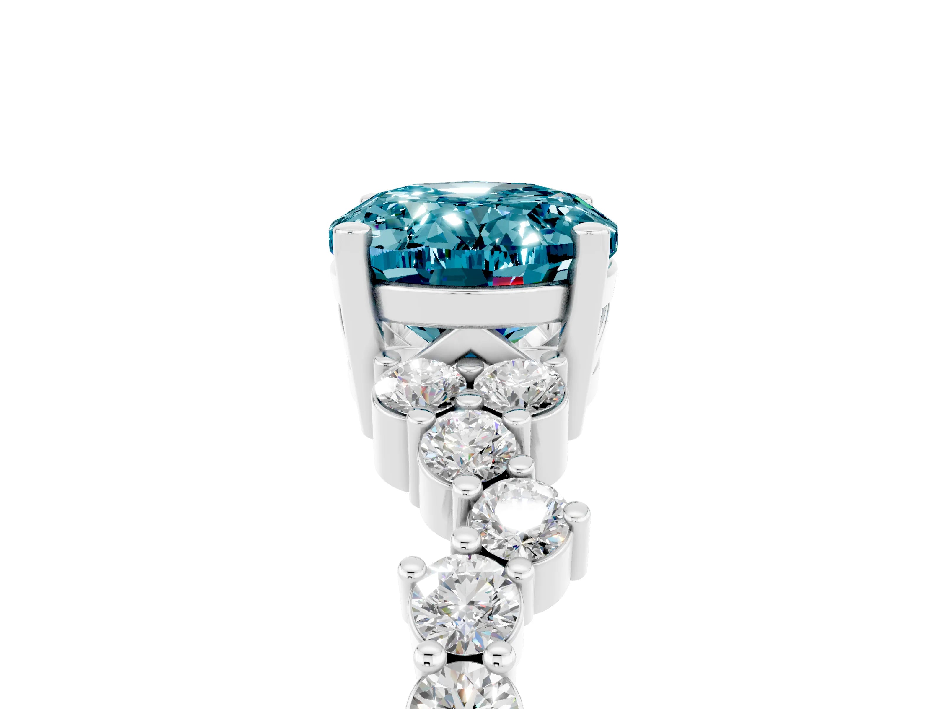 White gold Oval Cut Diamond Cluster Pavé Band with Four-Prong Setting_5