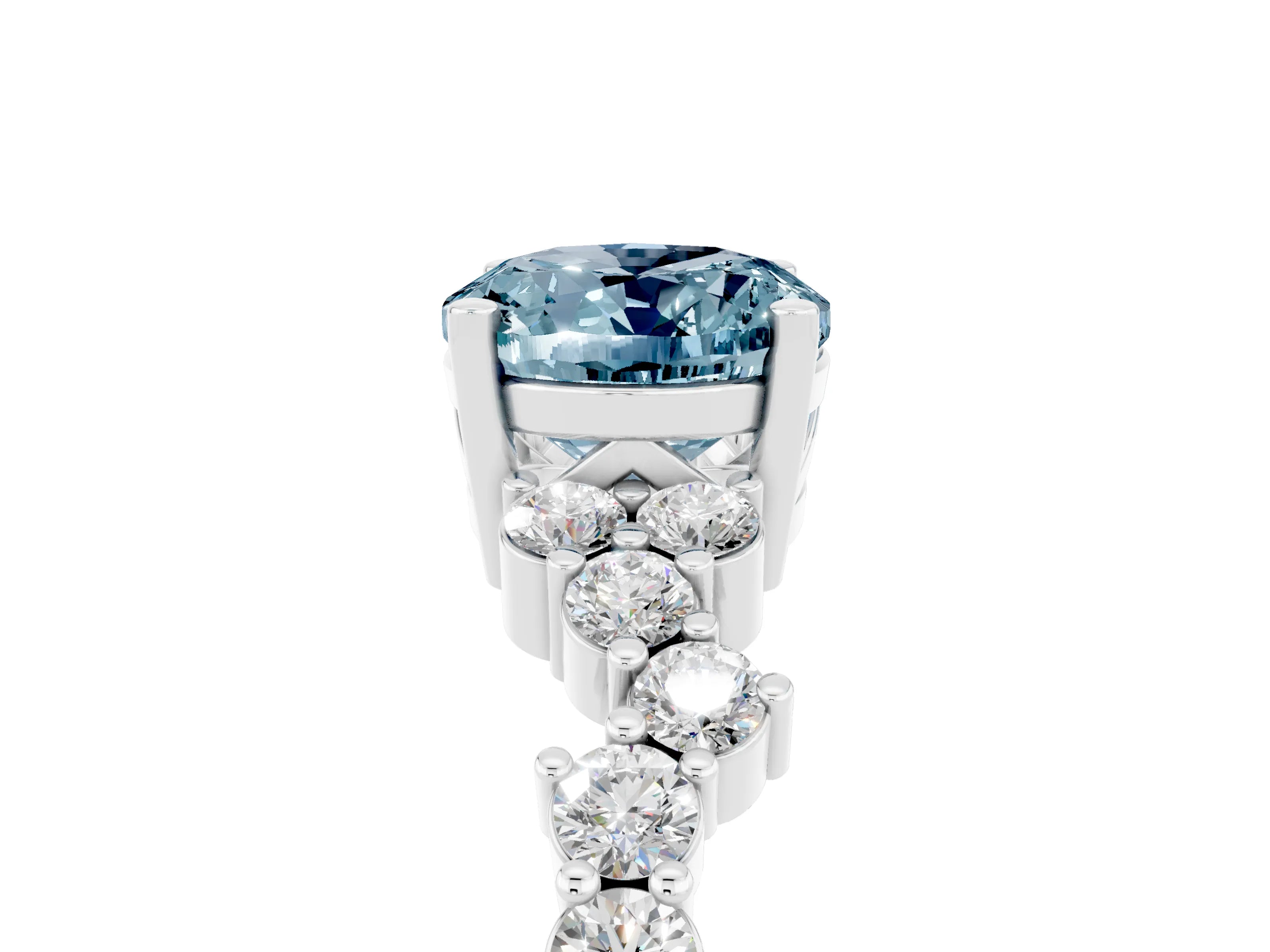 White gold Oval Cut Diamond Cluster Pavé Band with Four-Prong Setting_5