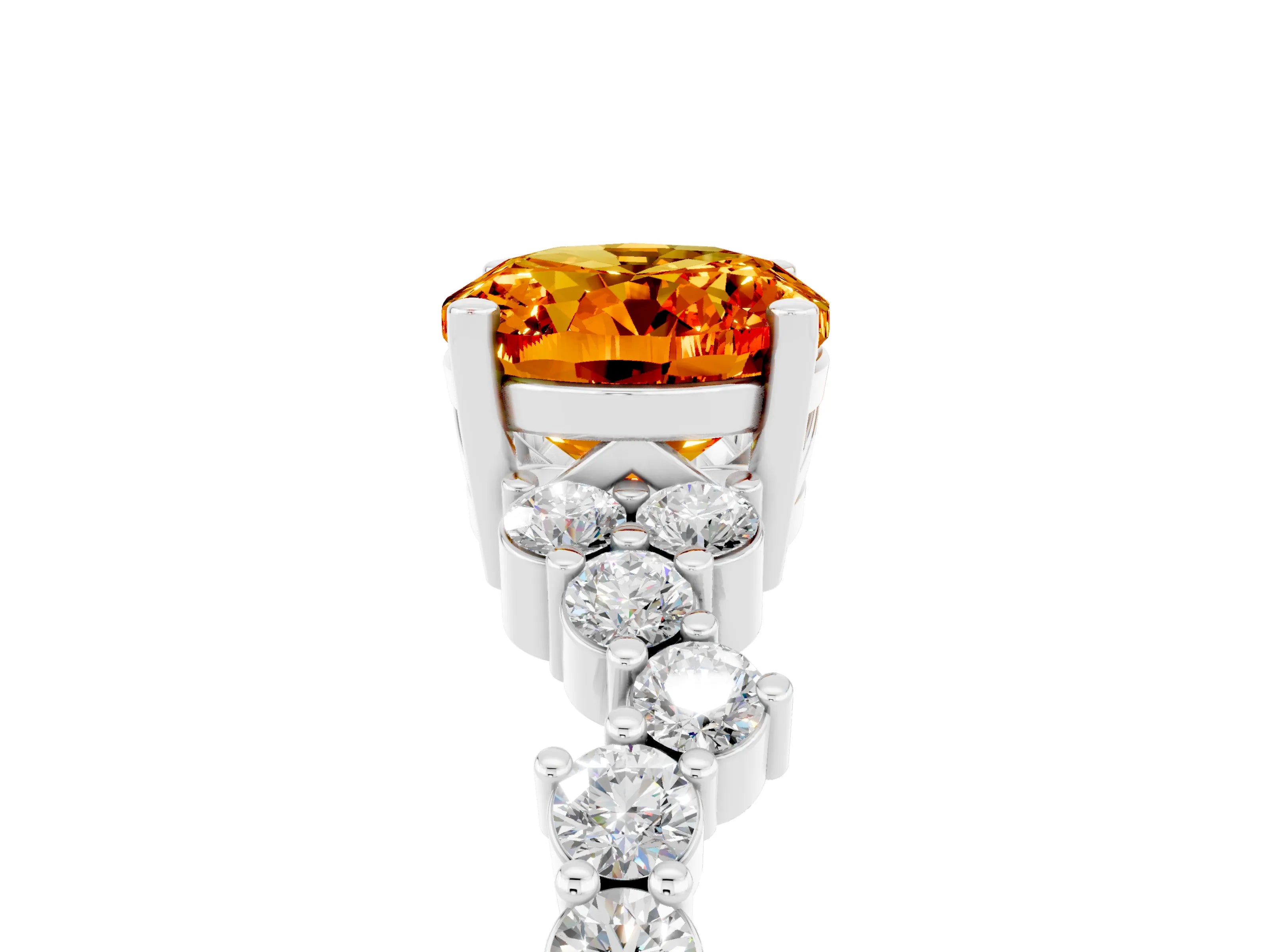 White gold Oval Cut Diamond Cluster Pavé Band with Four-Prong Setting_5