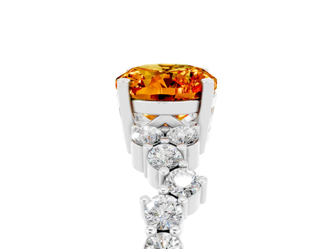White gold Oval Cut Diamond Cluster Pavé Band with Four-Prong Setting_5