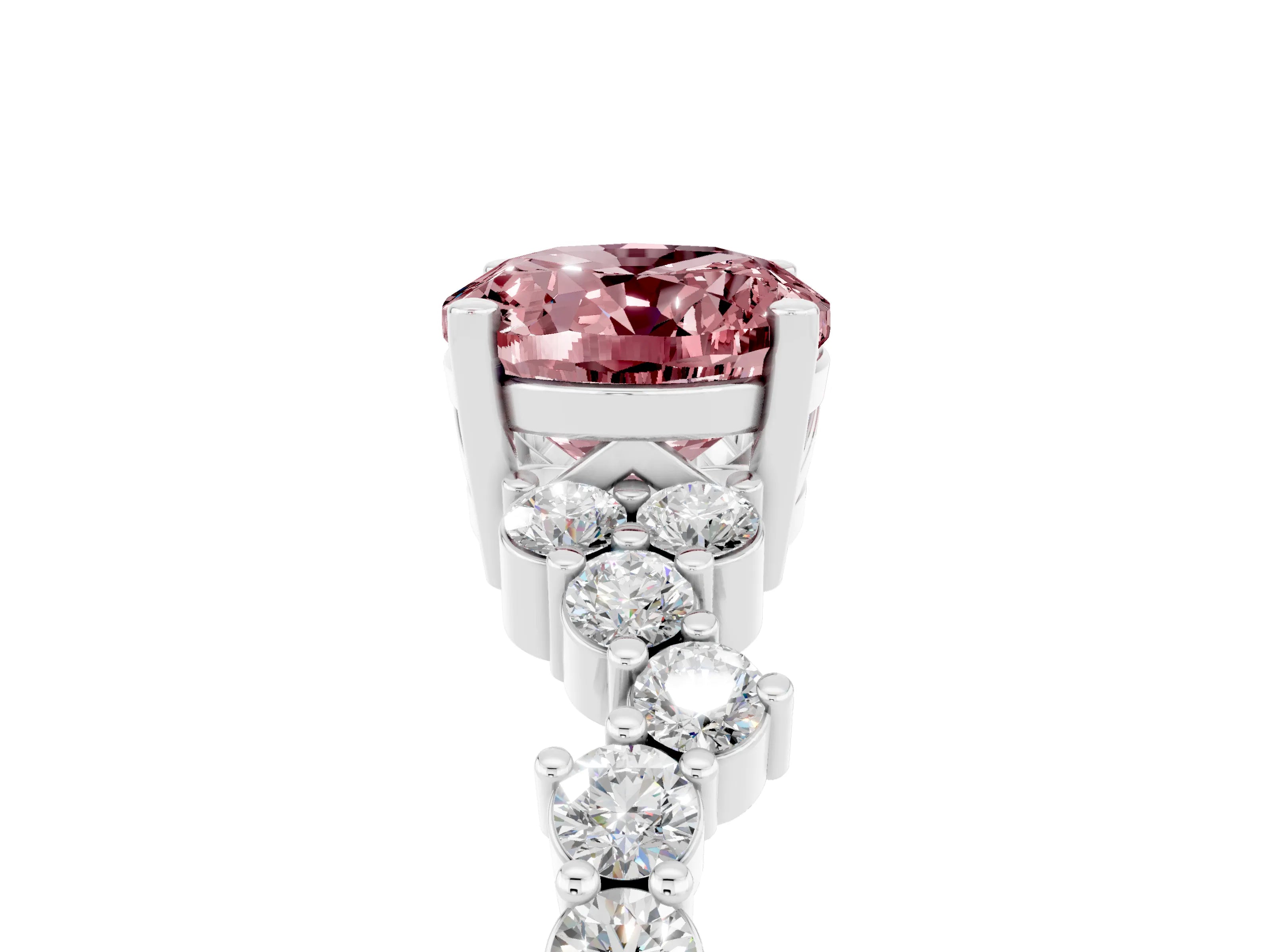 White gold Oval Cut Diamond Cluster Pavé Band with Four-Prong Setting_5