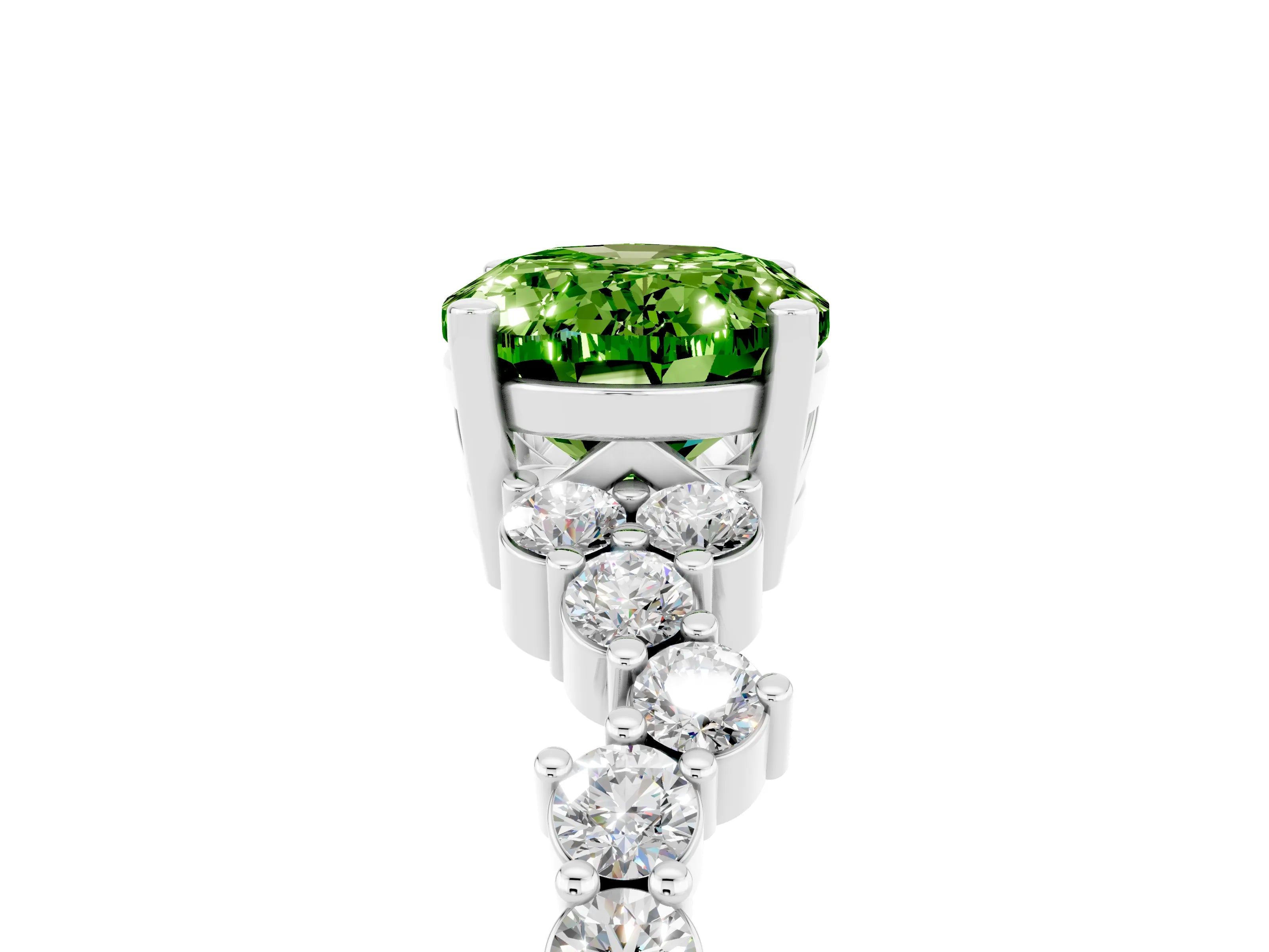 White gold Oval Cut Diamond Cluster Pavé Band with Four-Prong Setting_5