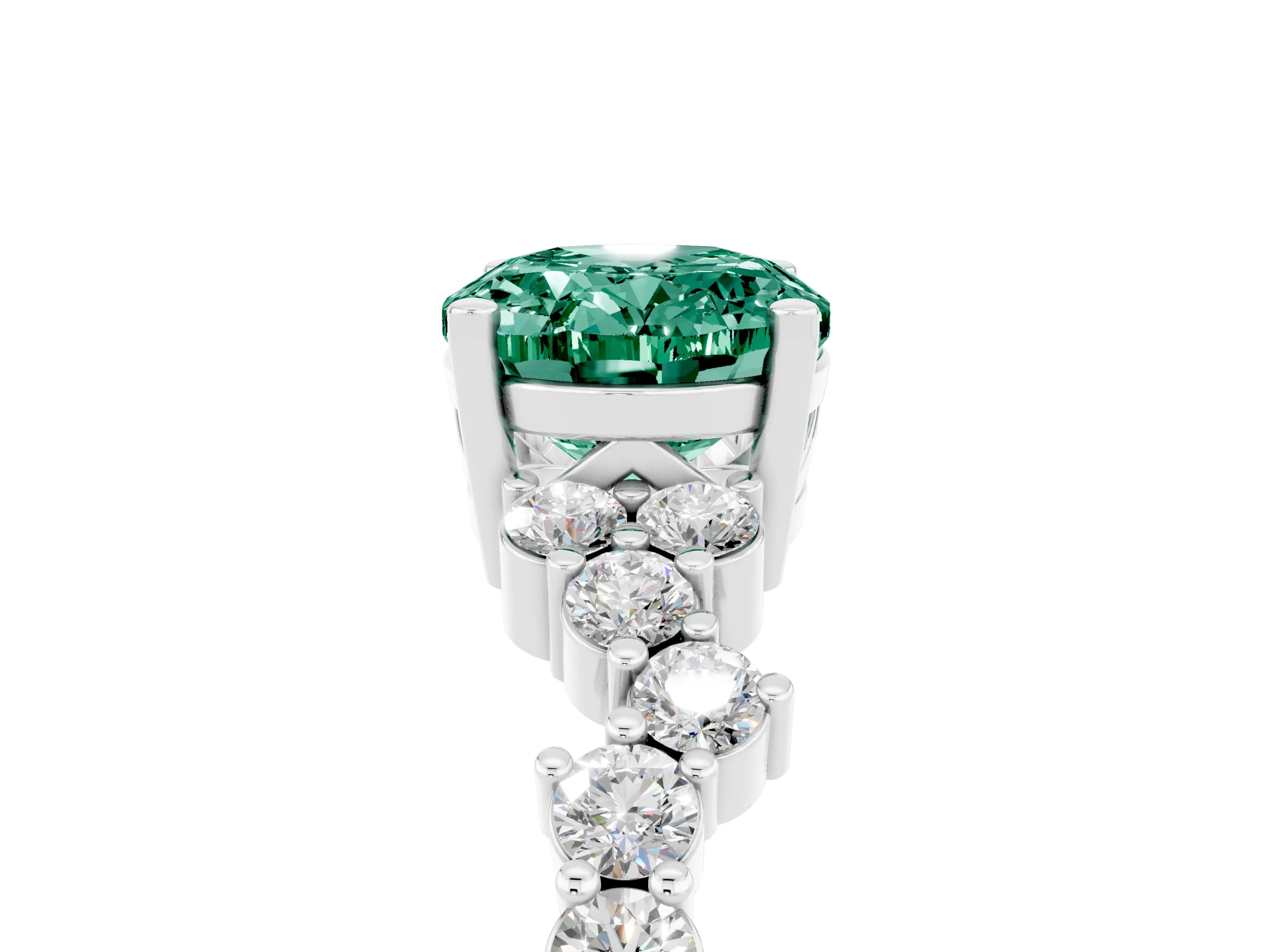 White gold Oval Cut Diamond Cluster Pavé Band with Four-Prong Setting_5