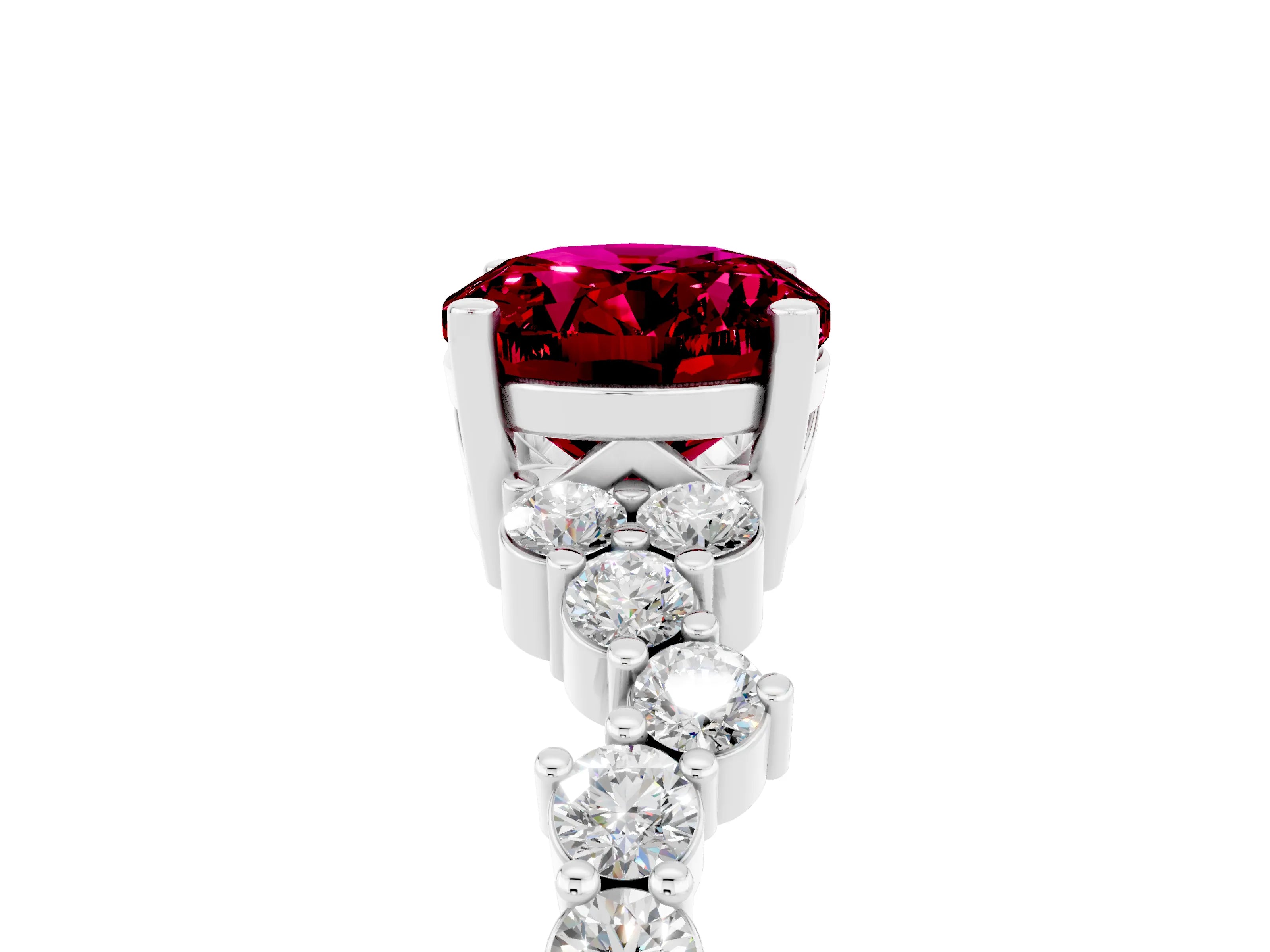 White gold Oval Cut Diamond Cluster Pavé Band with Four-Prong Setting_5