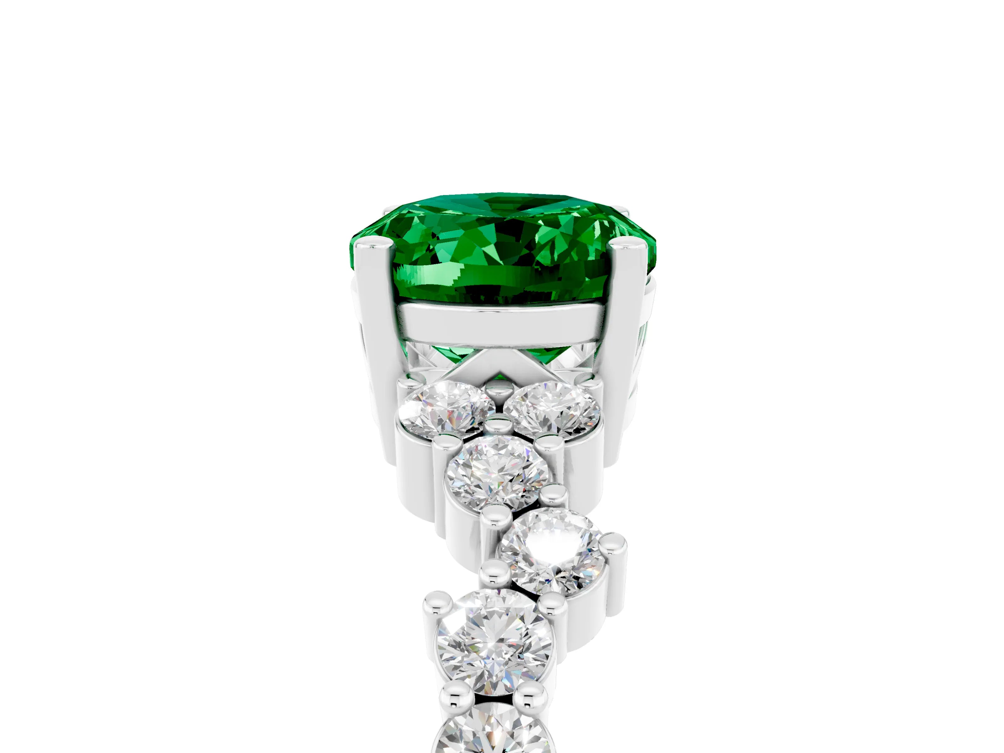 White gold Oval Cut Diamond Cluster Pavé Band with Four-Prong Setting_5