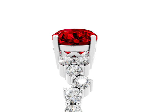 White gold Oval Cut Diamond Cluster Pavé Band with Four-Prong Setting_5