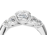 White gold Oval Cut Diamond Cluster Ring with Round Accent Stones and Prong Setting on a Classic Band_106