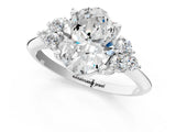White gold Oval Cut Diamond Cluster Ring with Solitaire Band and Four-Prong Setting_168
