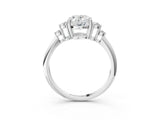 White gold Oval Cut Diamond Cluster Ring with Solitaire Band and Four-Prong Setting_170