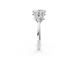 White gold Oval Cut Diamond Cluster Ring with Solitaire Band and Four-Prong Setting_170