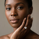 White gold Oval Cut Diamond Cluster Ring with Solitaire Band and Four-Prong Setting_22