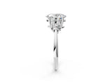 White gold Oval Cut Diamond Cluster Ring with Solitaire Band and Four-Prong Setting_43