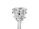 White gold Oval Cut Diamond Cluster Ring with Solitaire Band and Four-Prong Setting_51