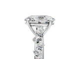 White gold Oval Cut Diamond Cluster Side Stone Solitaire Ring with Prong Setting_100