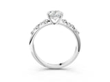 White gold Oval Cut Diamond Cluster Side Stone Solitaire Ring with Prong Setting_98