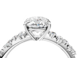 White gold Oval Cut Diamond Cluster Side Stone Solitaire Ring with Prong Setting_99