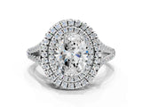 White gold Oval Cut Diamond Double Halo Ring with Pavé Band and Prong Setting_169