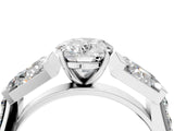 White gold Oval Cut Diamond Engagement Ring with Baguette Side Stones and Channel Set Band_45
