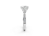 White gold Oval Cut Diamond Engagement Ring with Bezel Set Round Side Stones and Prong Setting_75