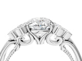 White gold Oval Cut Diamond Engagement Ring with Bezel Set Round Side Stones and Prong Setting_77