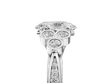White gold Oval Cut Diamond Engagement Ring with Bezel Set Round Side Stones and Prong Setting_77